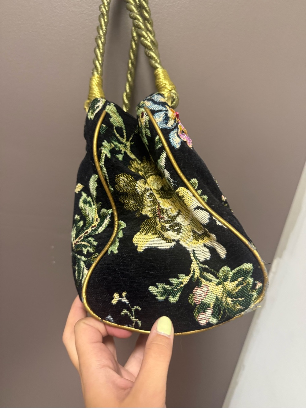 Embellished Black Floral Sequin Shoulder Bag - Picture 8 of 14